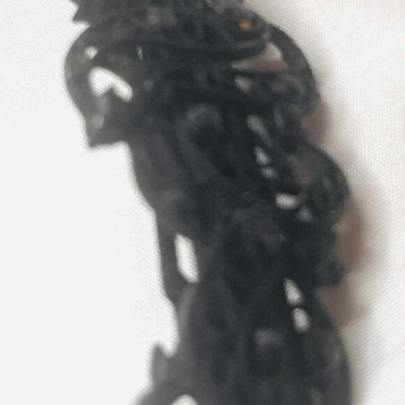 Vintage Black Filigree Hair Clip with Rhinestones — Designer Styling Accessory - Picture 8 of 8